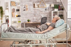 woman peacefully resting in bed